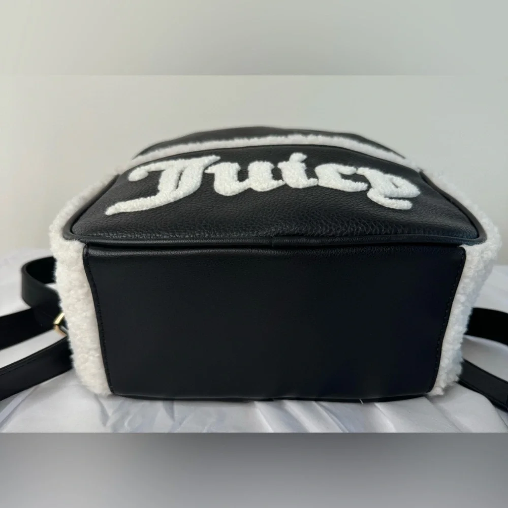 NEW Juicy Couture Black & White Shearling Flashback Backpack